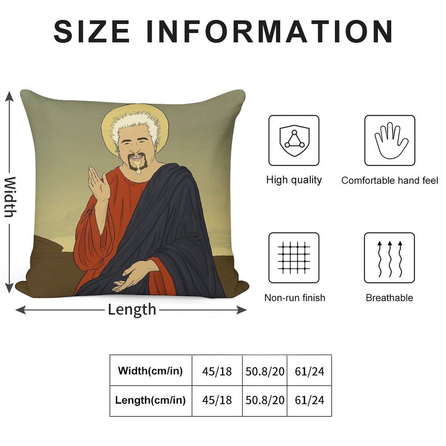 Guy Fieri Jesus Soft Hidden Zipper Throw Pillow