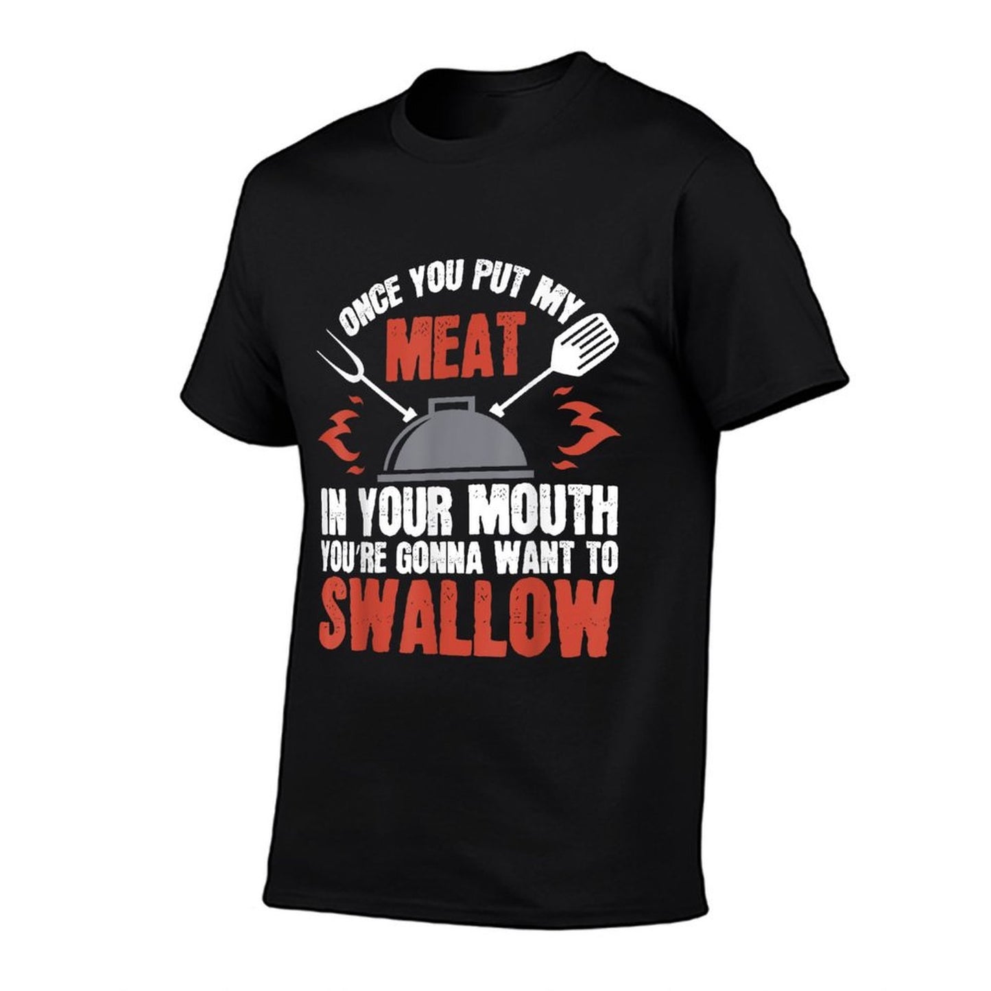 Dirty Adult Gift  Meat in Your Mouth  BBQ Joke  Oversized Silhouette T-Shirt