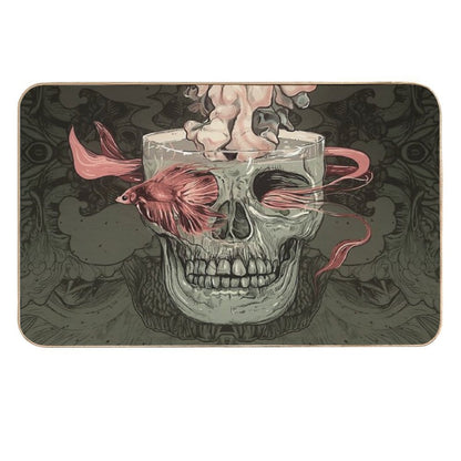 Skull And Red Fish  Dirt-Trapping Bath Mat