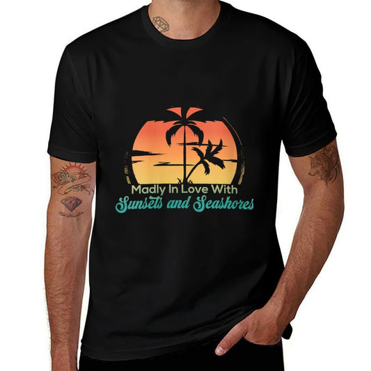 Womens Retro Madly In Love With Sunsets And Seashores  Eco-friendly Material T-Shirt