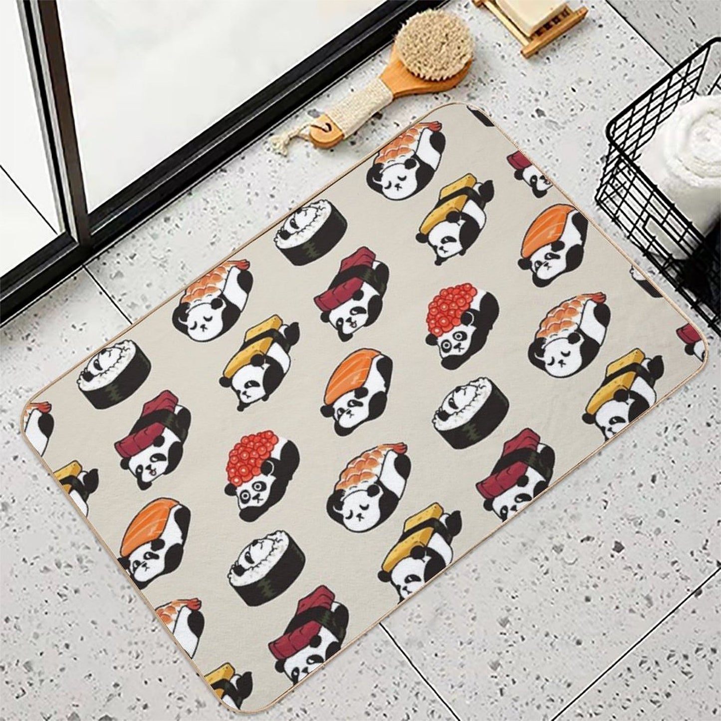 Sushi Panda  Easy To Clean Bath Mat