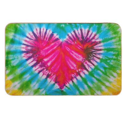 Tie Dye Red Heart  Easy Maintenance Bath Mat