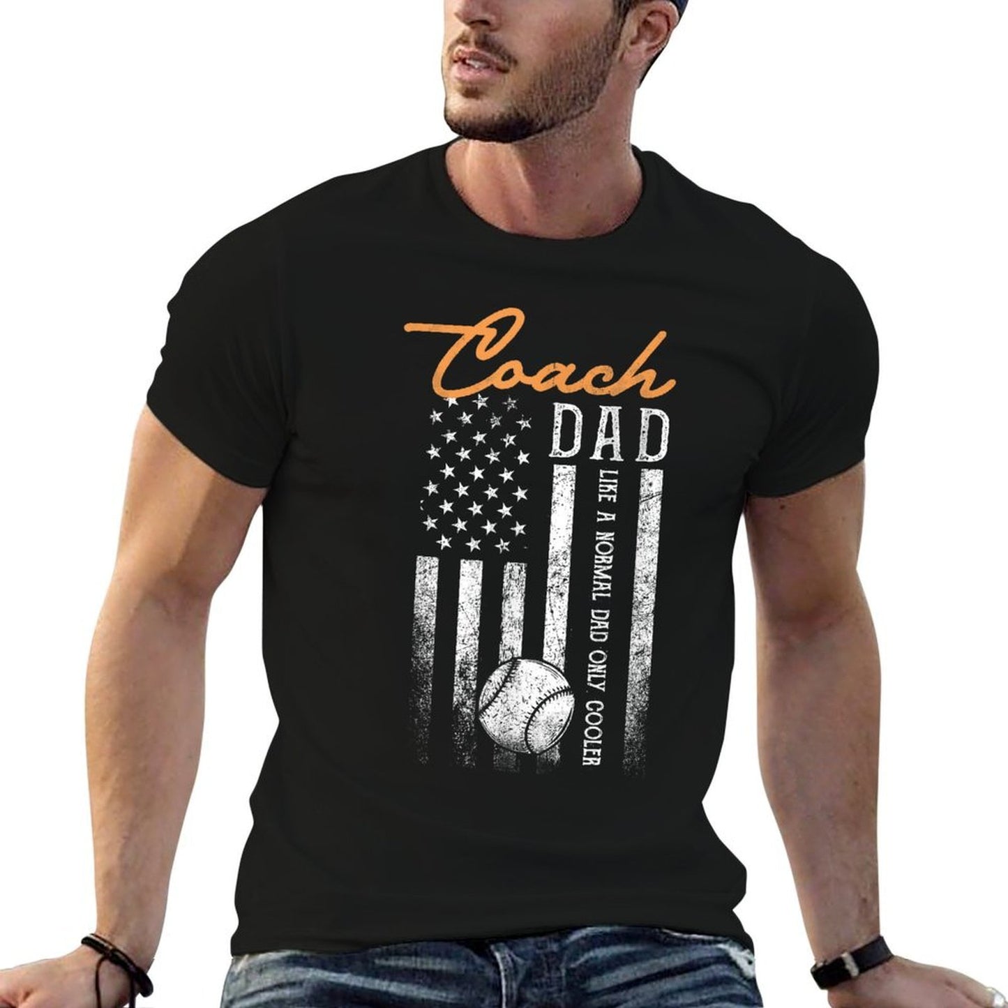 Baseball Coach Dad Like A Normal Dad Only Cooler USA  Easy-care T-Shirt