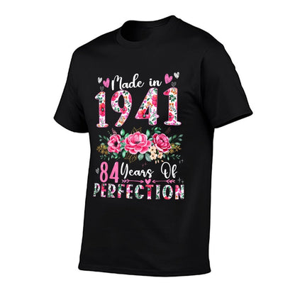 84 Year Old Made In 1941 Floral 84th Birthday Women  Odor-resistant T-Shirt