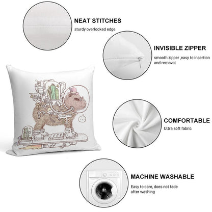 Capybara Space Suits Soft Easy Maintenance Throw Pillow