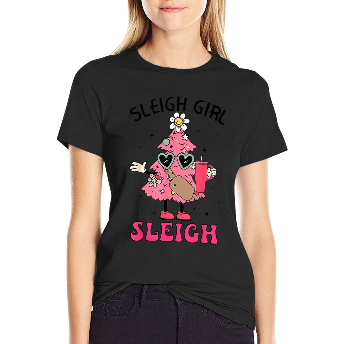 Pink Christmas Tree Bougie Belt Bag Sleigh Girl Sleigh Xmas  Quick-drying T-Shirt