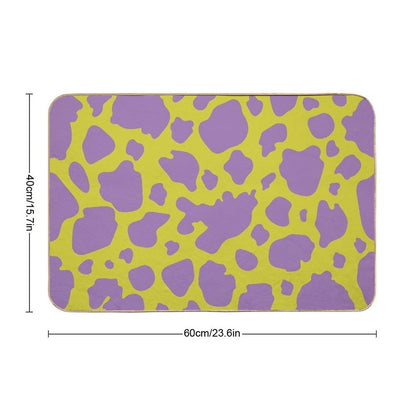 Cow Print - Neon Green & Violet Durable Bath Mat