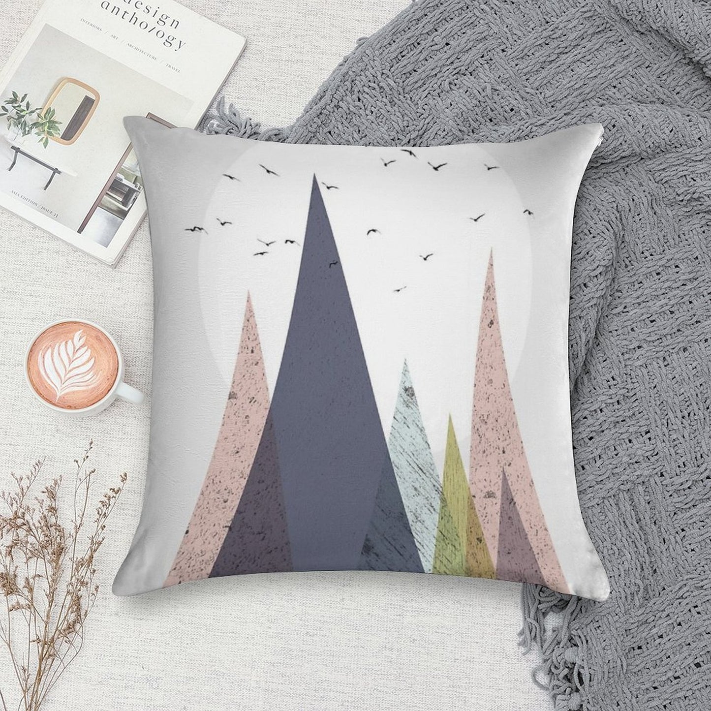 Mid-Century Scandinavian Mountains Soft Ultra-Soft Texture Throw Pillow