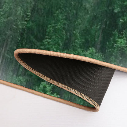 Foggy Green Forest Landscape And Pine Cones Autumn Fall Pattern Nature Trees Wood  Slip-Resistant Bath Mat