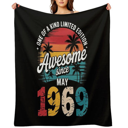 56 Years Old Vintage May 1969 56th Birthday Machine-washable Throw Blanket