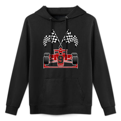 Kids Race Car Theme 9th Birthday Party Racing 9 Year Old Boy Breathable Fabric Hoodie