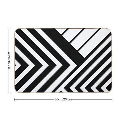 Black And White Geometric Lines  Slip-Resistant Bath Mat