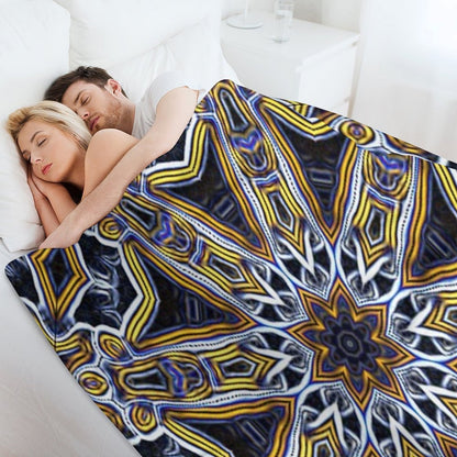 Mandala Eight Petal Talisman Yellow Plush Throw Blanket