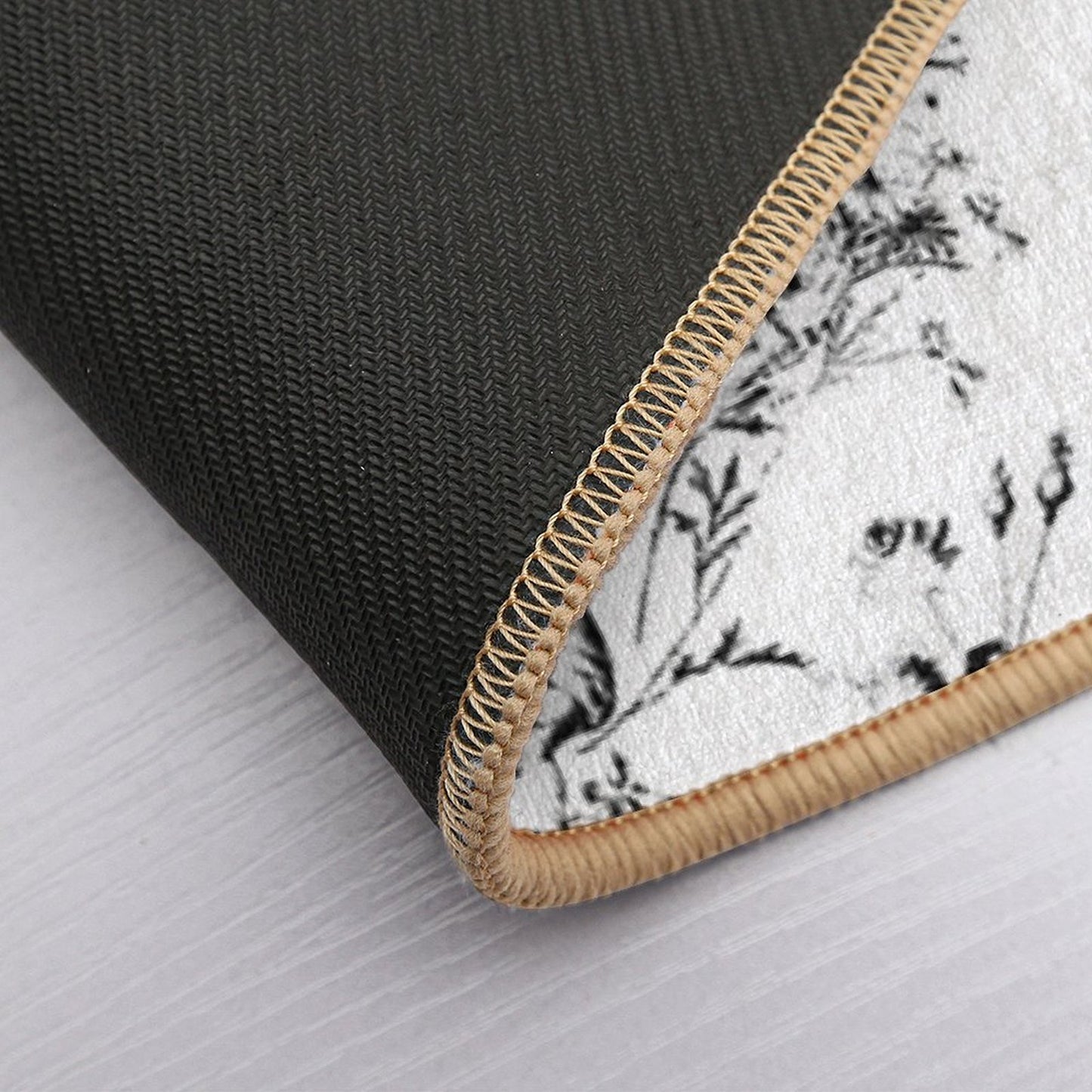 Modern Vintage Cupid Angels Black White Floral Toile  High-Traffic Bath Mat