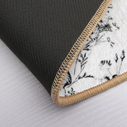 Modern Vintage Cupid Angels Black White Floral Toile  High-Traffic Bath Mat