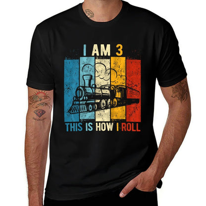 Kids 3rd Birthday Boy Train 3 Year Old Birthday  Easy-care T-Shirt