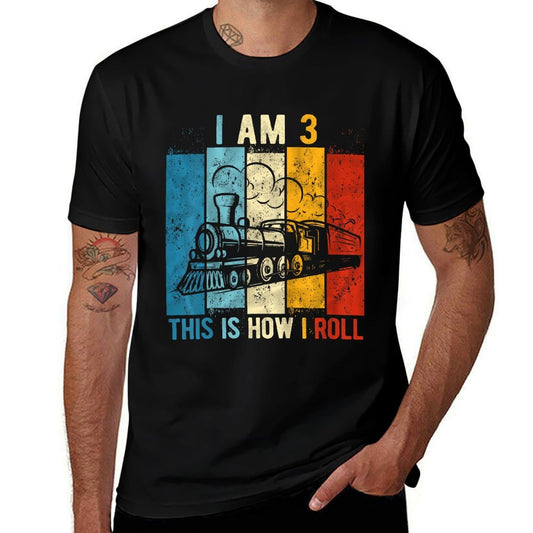 Kids 3rd Birthday Boy Train 3 Year Old Birthday  Easy-care T-Shirt