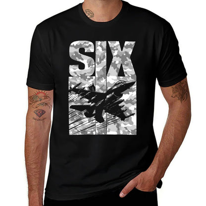 Military Fighter Jet Camo Six Year Old Boys 6th Birthday  Wrinkle-resistant T-Shirt