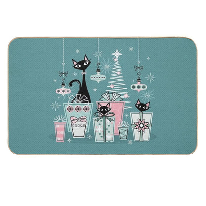 Vintage Kitty Christmas II ©studioxtine  Toxin-Free Bath Mat
