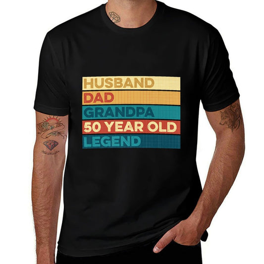 Husband Dad Grandpa 50 Year Old Legend, 50th Birthday Retro Premium  Cotton T-Shirt