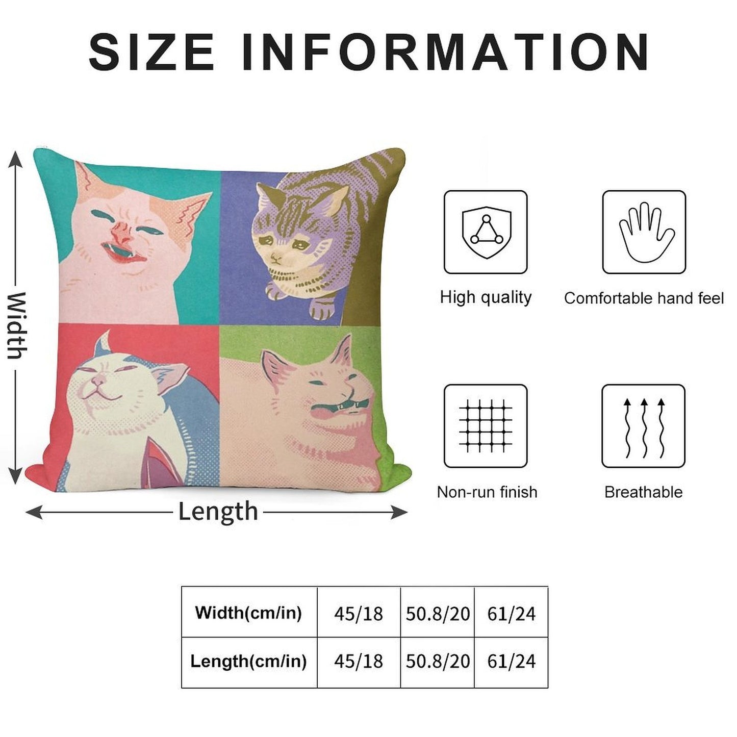 Four Meme Cats of The Apocalypse Soft Skin-Friendly Throw Pillow
