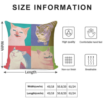 Four Meme Cats of The Apocalypse Soft Skin-Friendly Throw Pillow