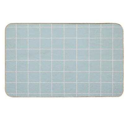 Rustic Grid Soft Aqua  Absorbent Bath Mat