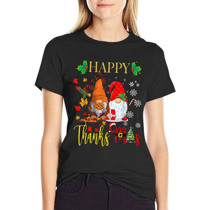 Gnomes Thanksgiving Christmas Happy ThanksMas  Trendy Pattern T-Shirt