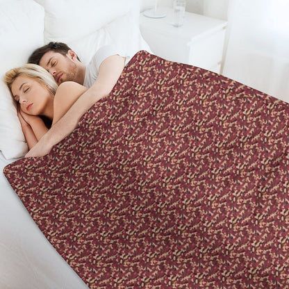 Burgundy Tan Black And Grey Camo Tacticool Pattern Machine-washable Throw Blanket