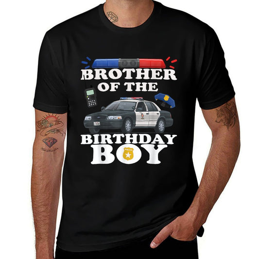 Brother of The Birthday Boy Police Officer Birthday Party  Fade-proof Color T-Shirt