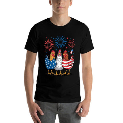 Funny Patriotic Chickens USA 4th of July Chicken Lover  Stretchy T-Shirt