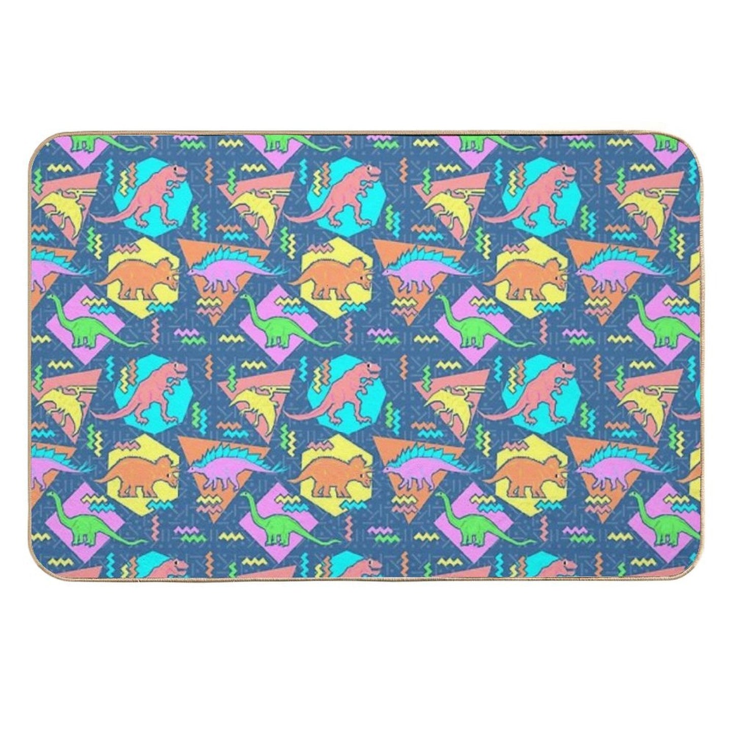 Nineties Dinosaurs Pattern  Toxin-Free Bath Mat