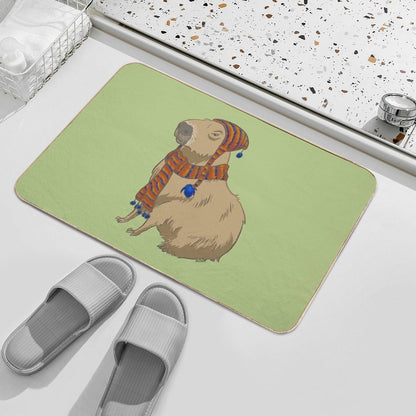 Anime-style Capybara Just Sitting There with Hat And Scarf  Anti-Trip Bath Mat