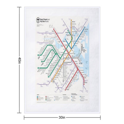 Boston Area Transport System Map Quick-dry Throw Blanket