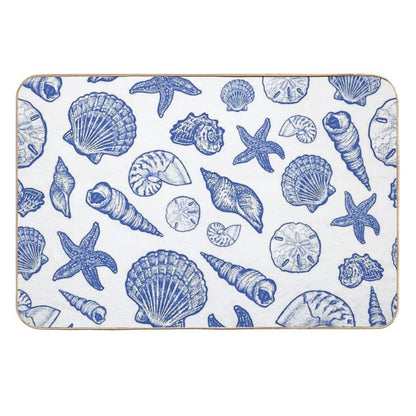 Blue Seashell Print  Odorless Bath Mat