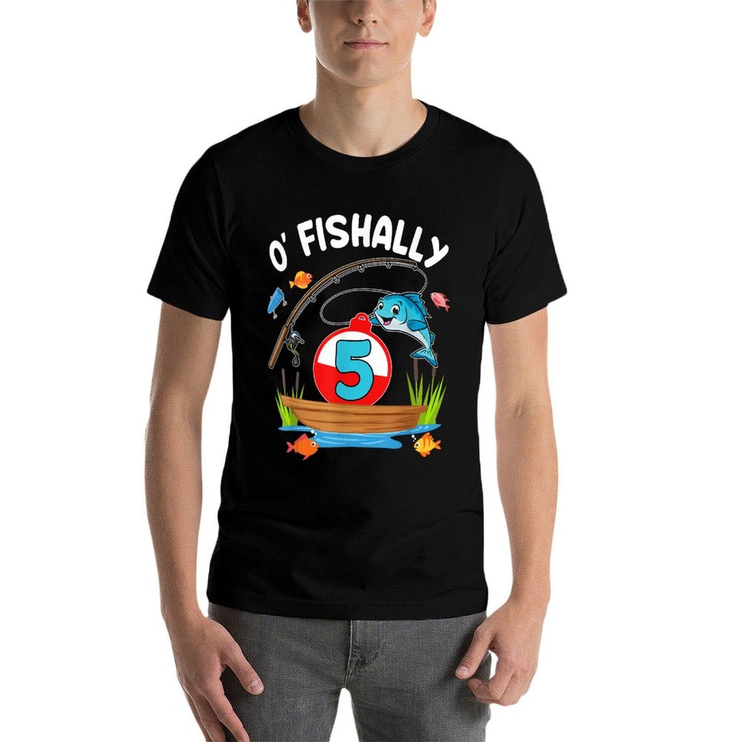 O'fishally 5 Year Old Birthday Fishing 5th Birthday Party  Odor-resistant T-Shirt