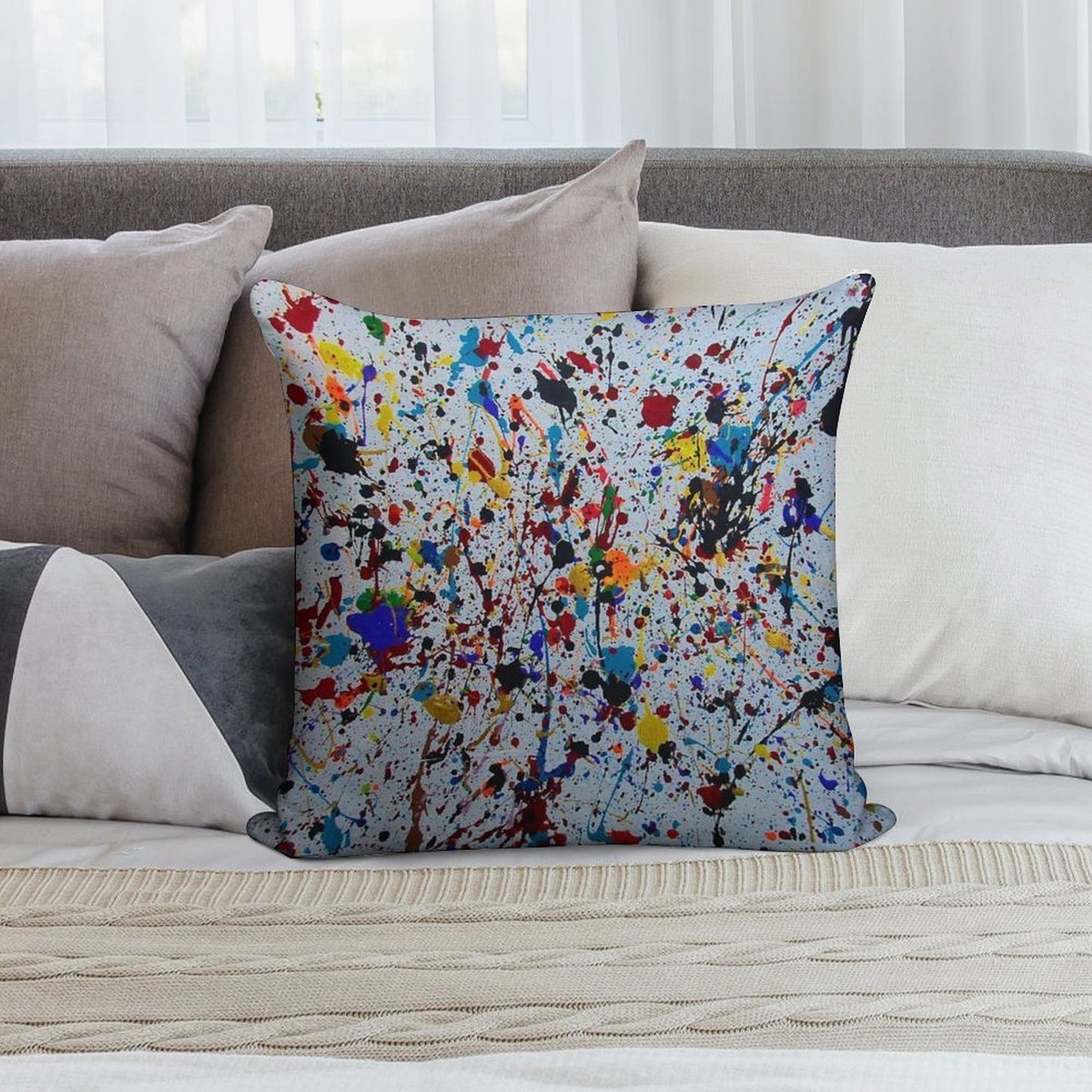 Splatter Paint Soft Easy Maintenance Throw Pillow