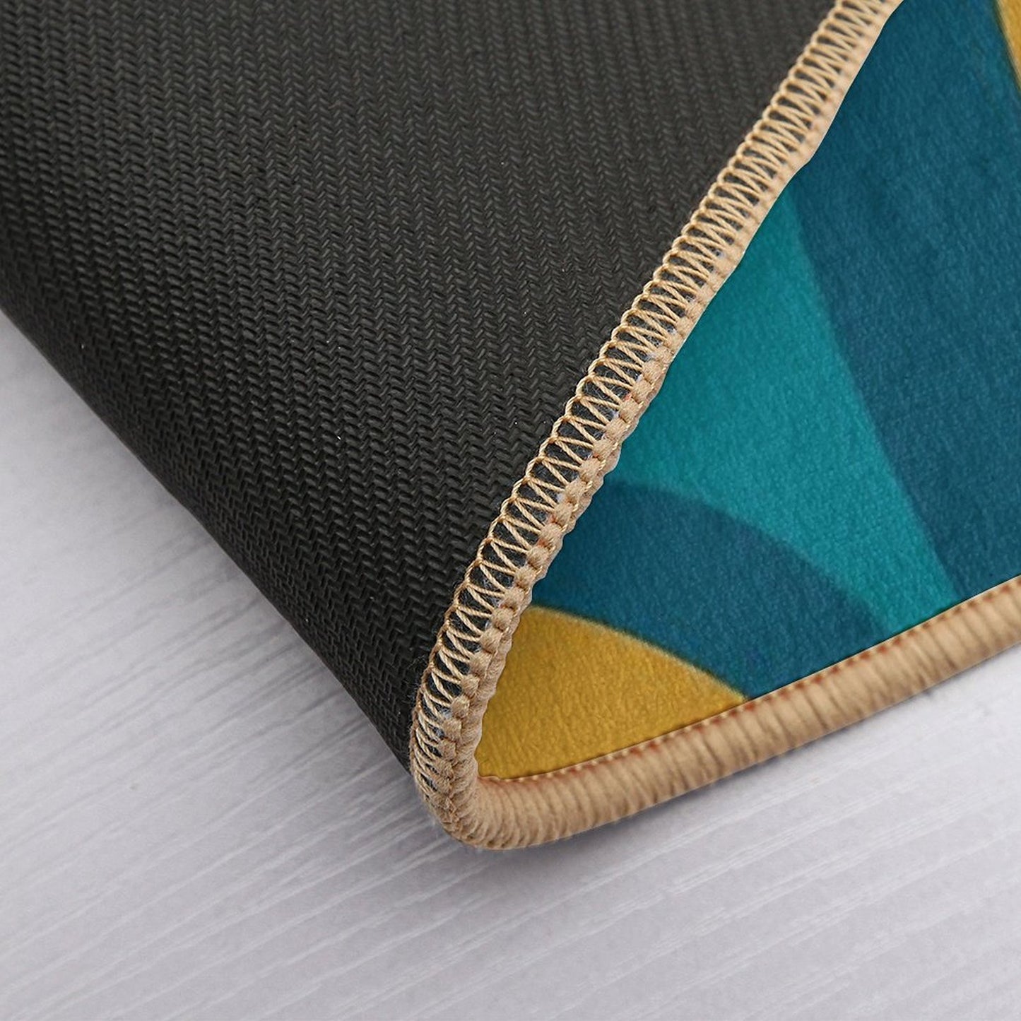 Retro Groove Pattern Mustard Teal  Anti-Trip Bath Mat