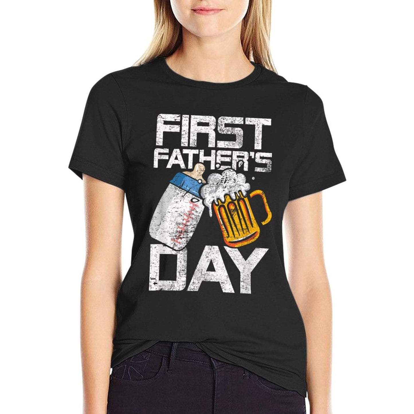 Beer Baby Bottle Daddy Dad Joke First Fathers Day Men Women  Versatile T-Shirt