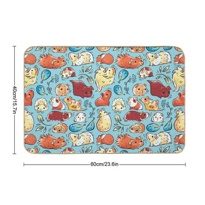 Guinea Pig Huddle In Blue  Long-Lasting Bath Mat