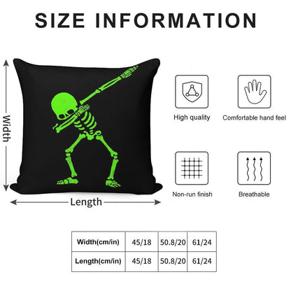 Dabbing Skeleton Green Soft Anti-Pilling Throw Pillow