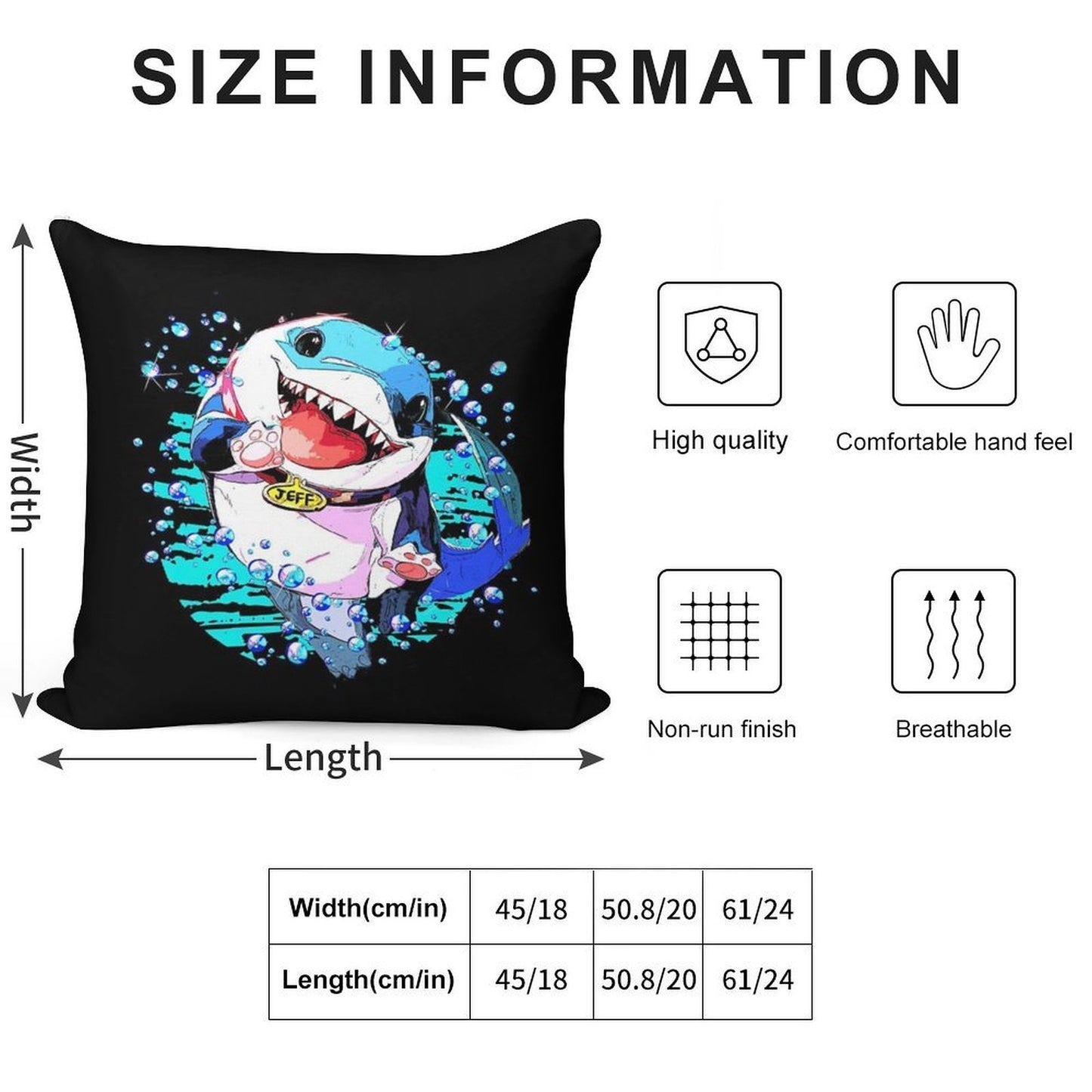 Jeff The Land Shark Soft Anti-Pilling Throw Pillow