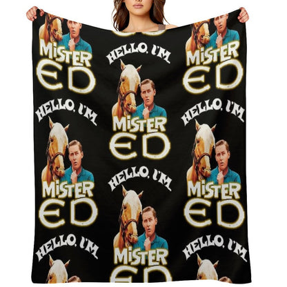 Hello I'm Mister Ed And Wilbur Post Talking Horse Tribute Eco-conscious Throw Blanket
