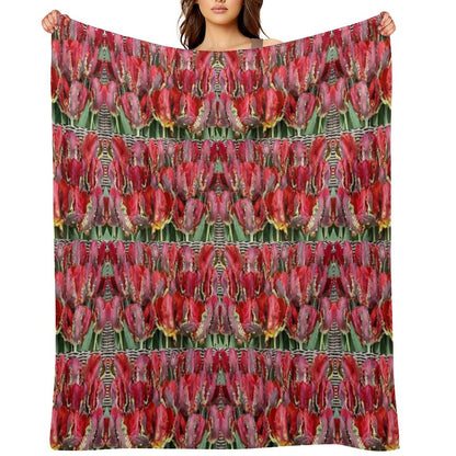 Parrot Tulips Floral Design Travel-friendly Throw Blanket