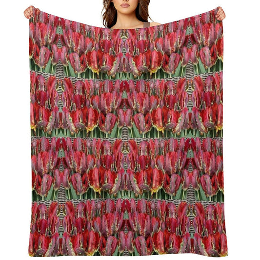 Parrot Tulips Floral Design Travel-friendly Throw Blanket