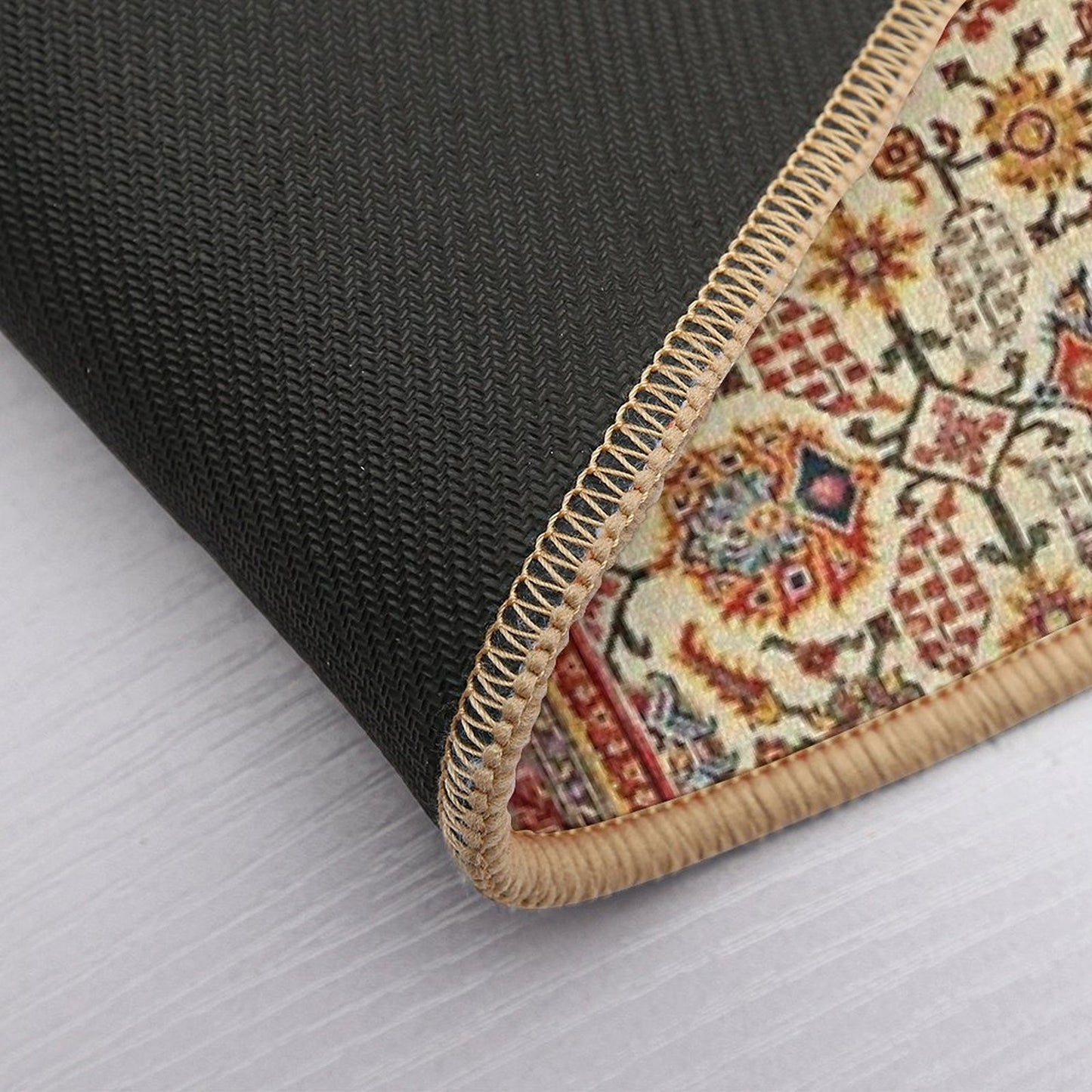 Antique Indian Rug Floral Nature Pattern Print  Pet-Safe Bath Mat