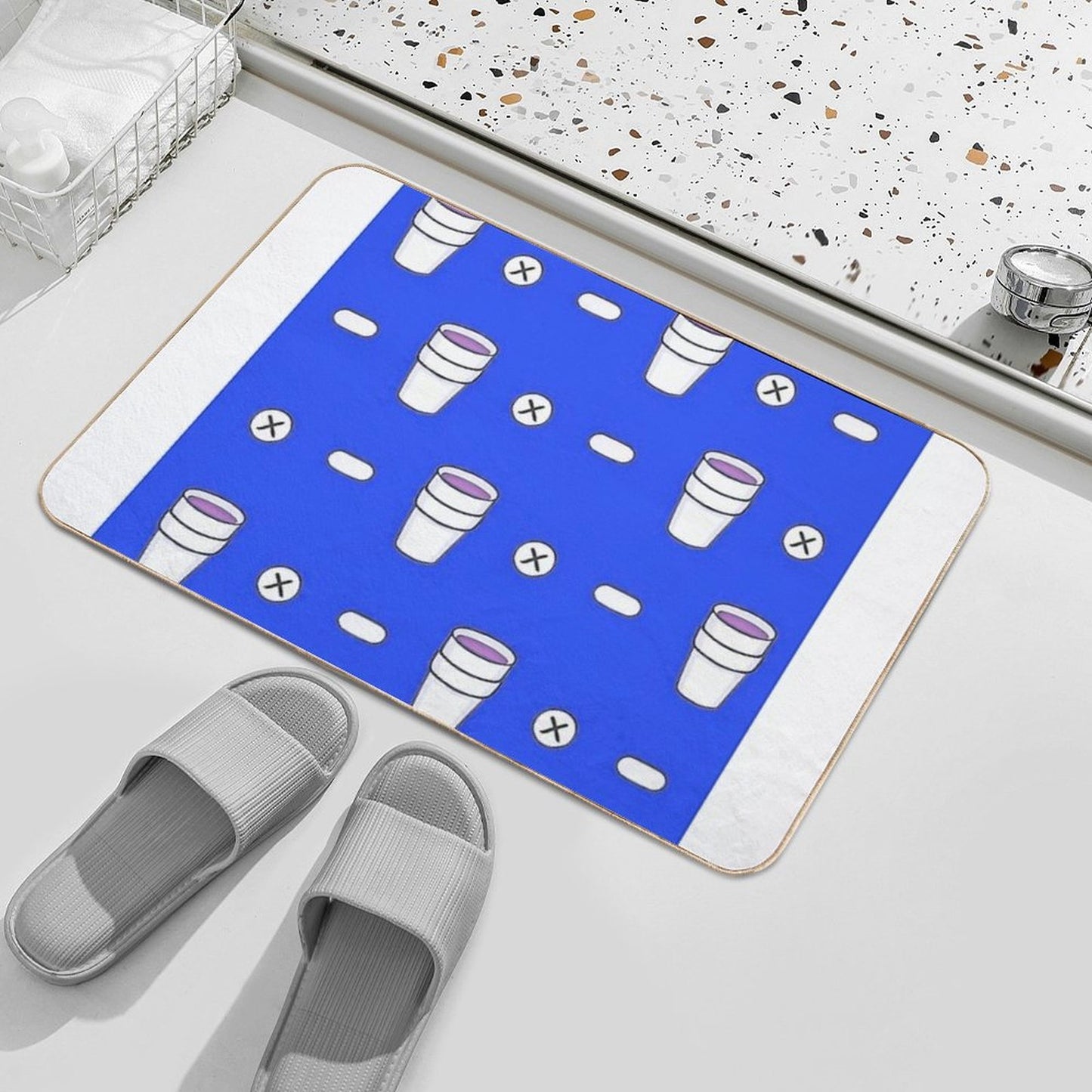 Lean & Pills (Dark Blue)  Easy Maintenance Bath Mat