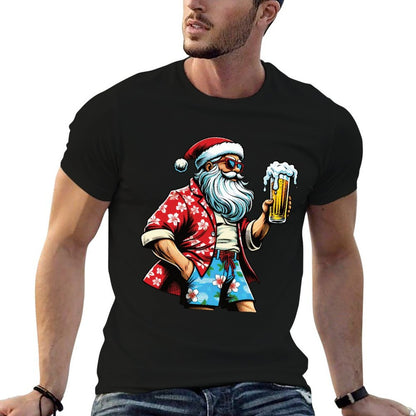 Hawaiian Christmas for Men Santa Beach Beer Lover Xmas  Lightweight T-Shirt