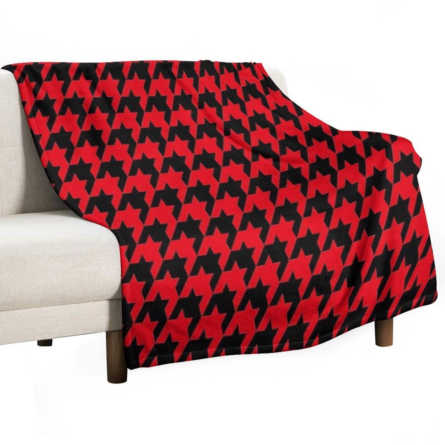 Red And Black Houndstooth Lightweight Throw Blanket
