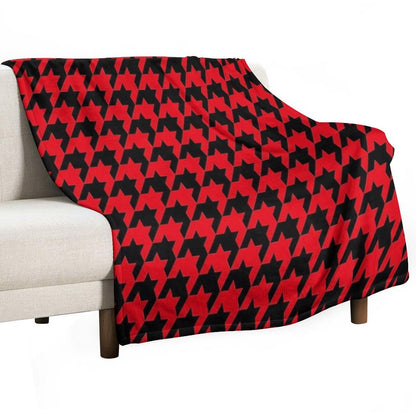 Red And Black Houndstooth Lightweight Throw Blanket